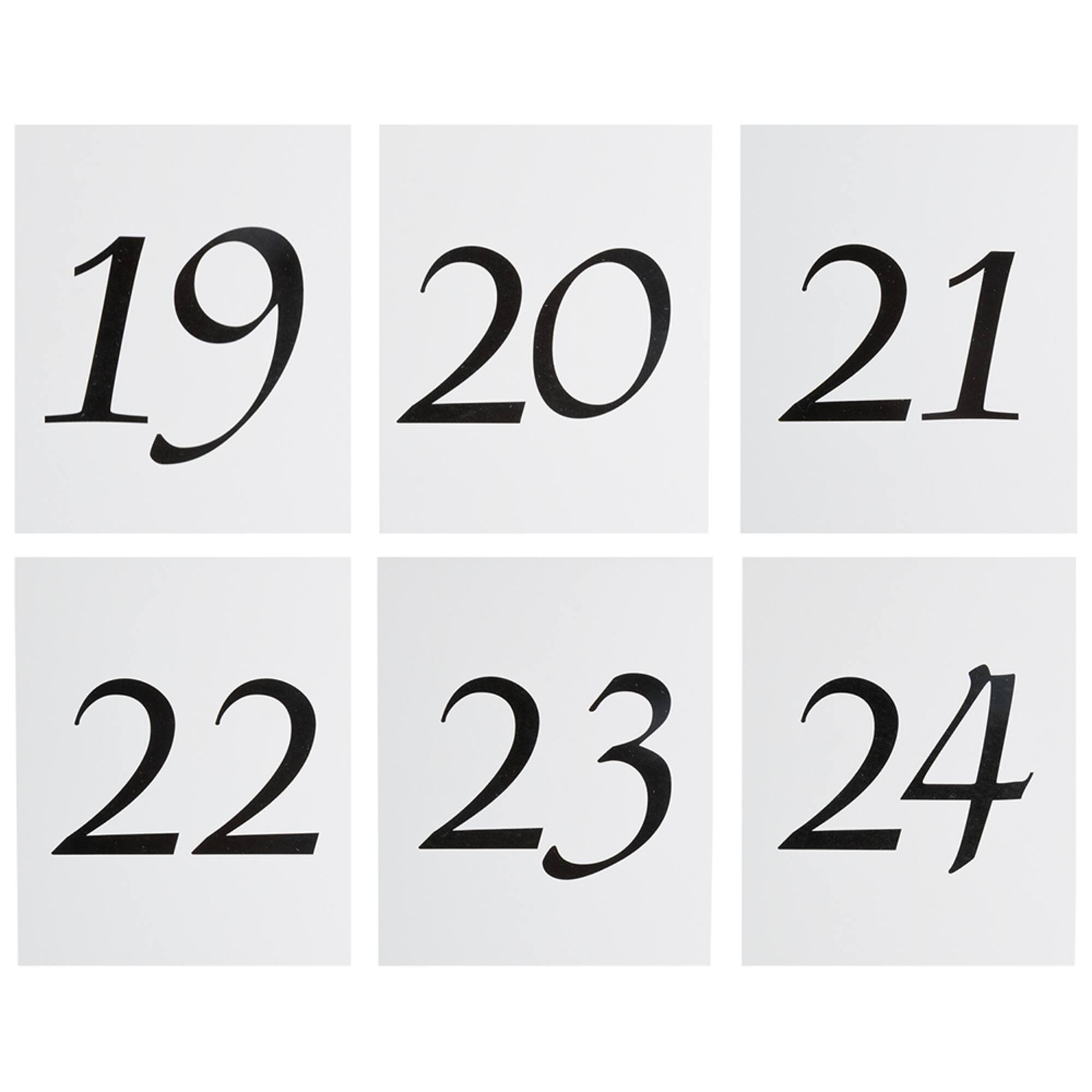 JAM Paper 4" x 5" White with Black Calligraphy Font 13-24 Table Number Tent Cards, 2 Packs of 12
